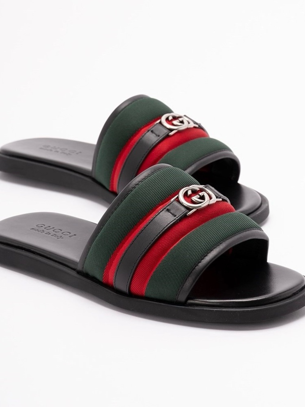 GUCCI GG logo web stripe slides sandals - Picture 3 of 5